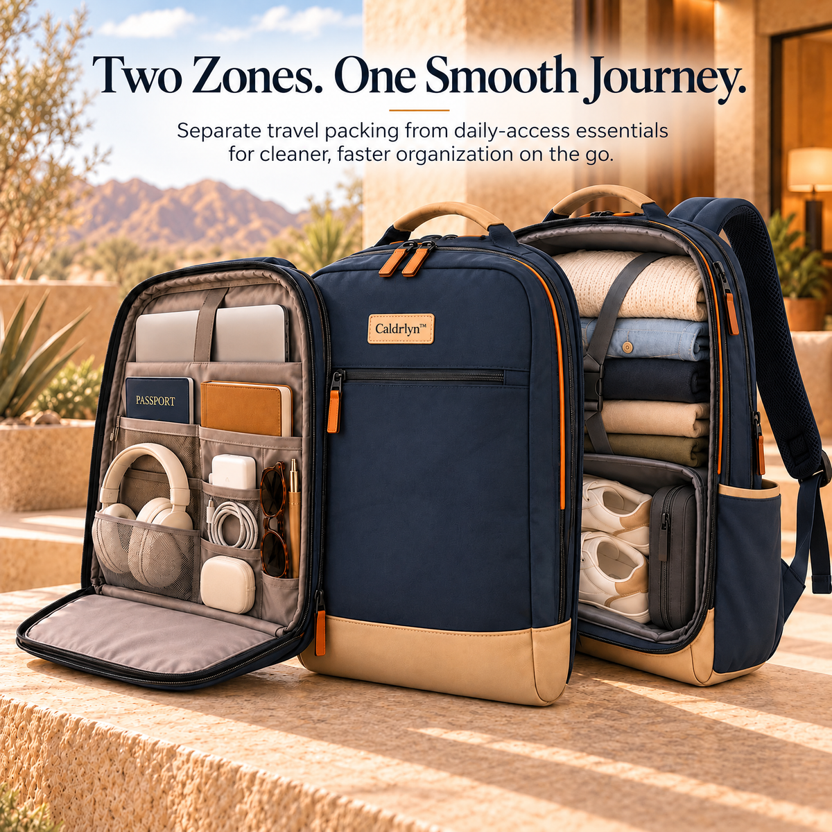 Caldrlyn™ Convertible Split-Access Travel Backpack for Work, Weekends & Everyday Carry