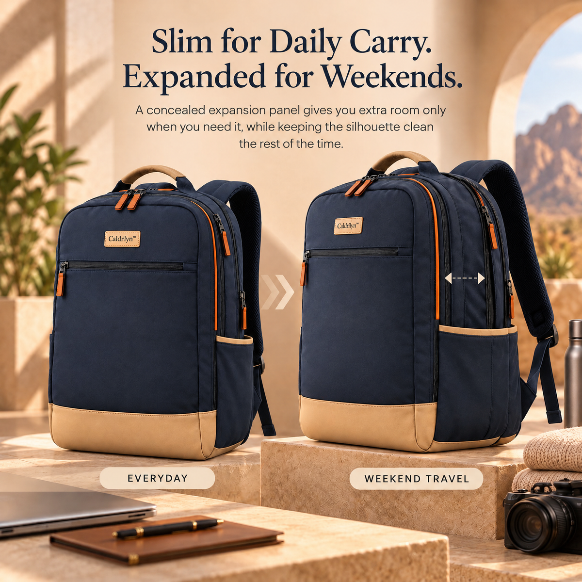 Caldrlyn™ Convertible Split-Access Travel Backpack for Work, Weekends & Everyday Carry