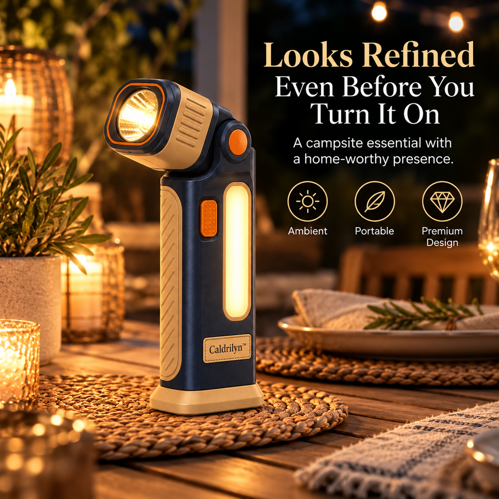 Caldrlyn™ Pivot-Head Pocket Flashlight with Side Glow and Flat-Base Stand
