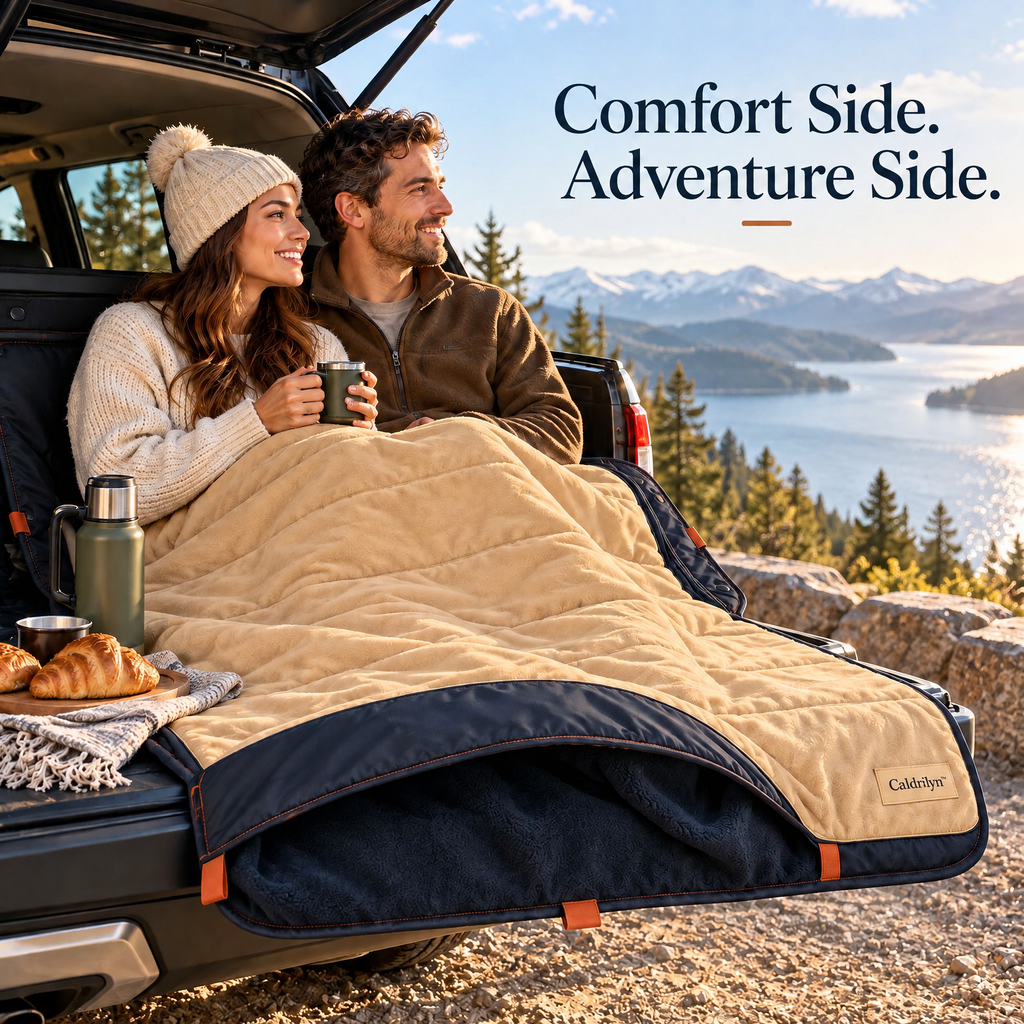 Caldrlyn™ Convertible Road Trip Blanket with Foot Pocket, Seat Wrap and Tailgate Mat