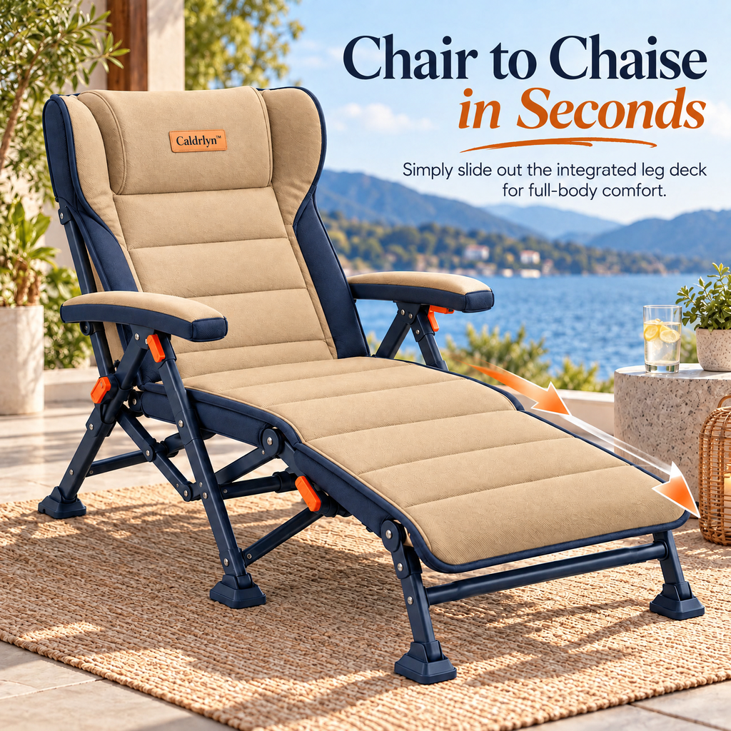 Caldrlyn™ Convertible Outdoor Chaise with Sliding Leg Deck and Adjustable Wraparound Recline