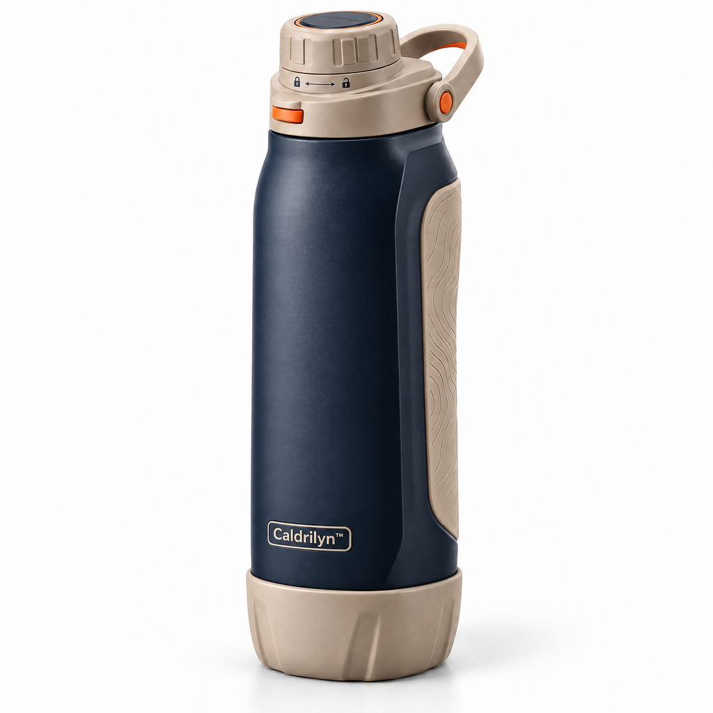 Caldrlyn™ Dual-Mode Trail & Table Water Bottle with Flat-Back Grip and Convertible Base Cup