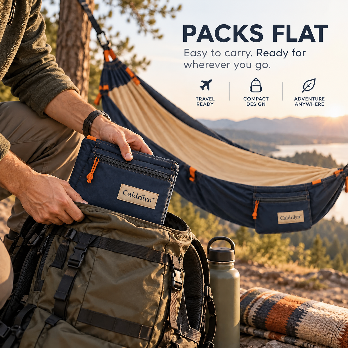 Caldrlyn™ Adjustable Flat-Lay Travel Hammock with Supportive Side Wings and Convertible Lounge Mode