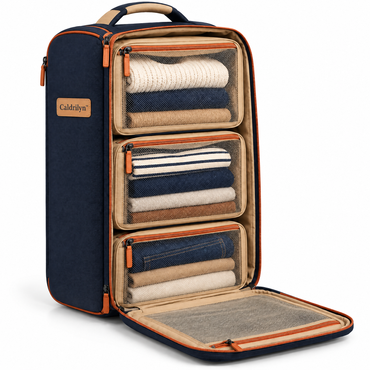 Caldrlyn™ Fold-Out Travel Wardrobe Organizer with Front-Access Compartments
