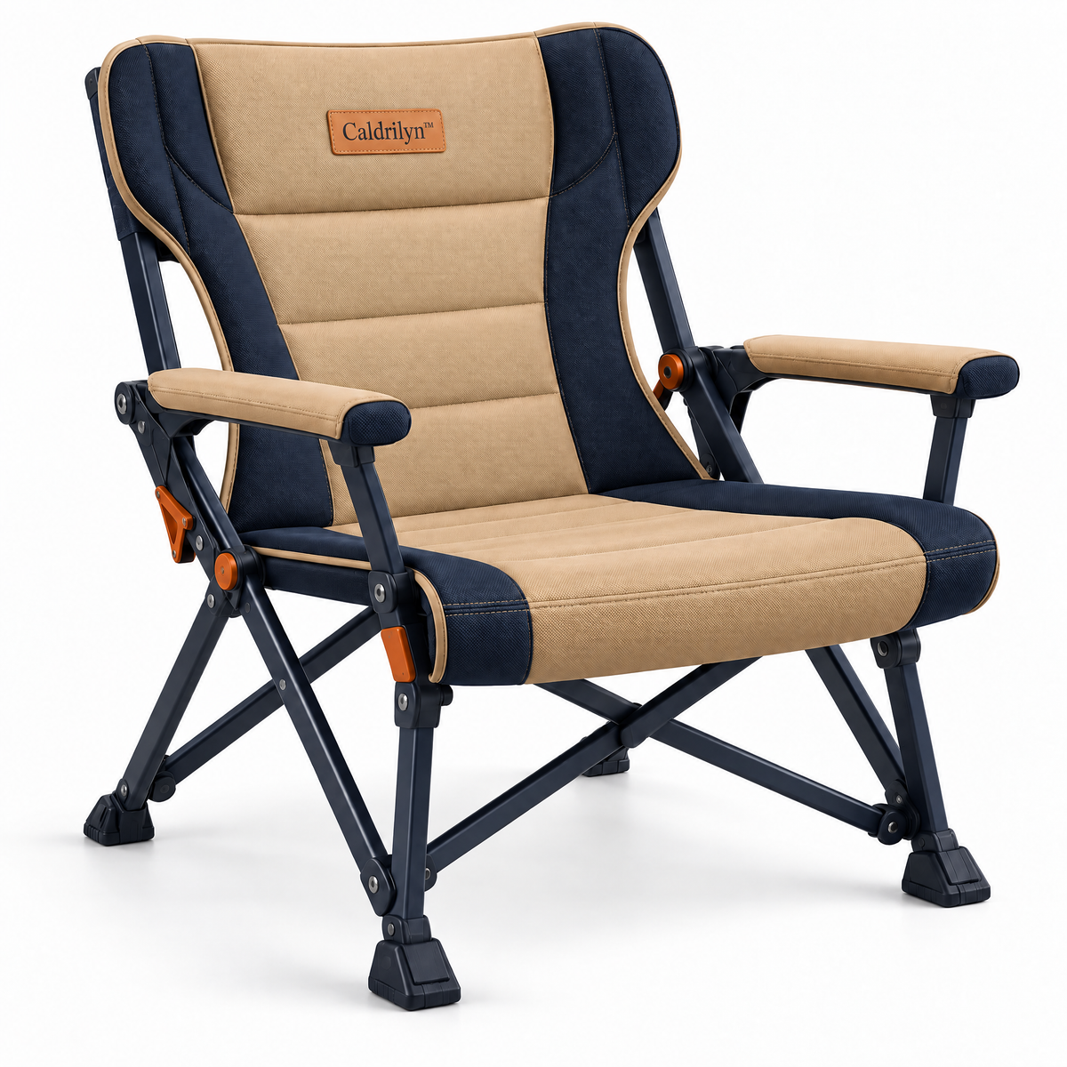 Caldrlyn™ Dual-Posture Folding Camp Chair with Adjustable Lounge Frame and Supportive Wraparound Backrest