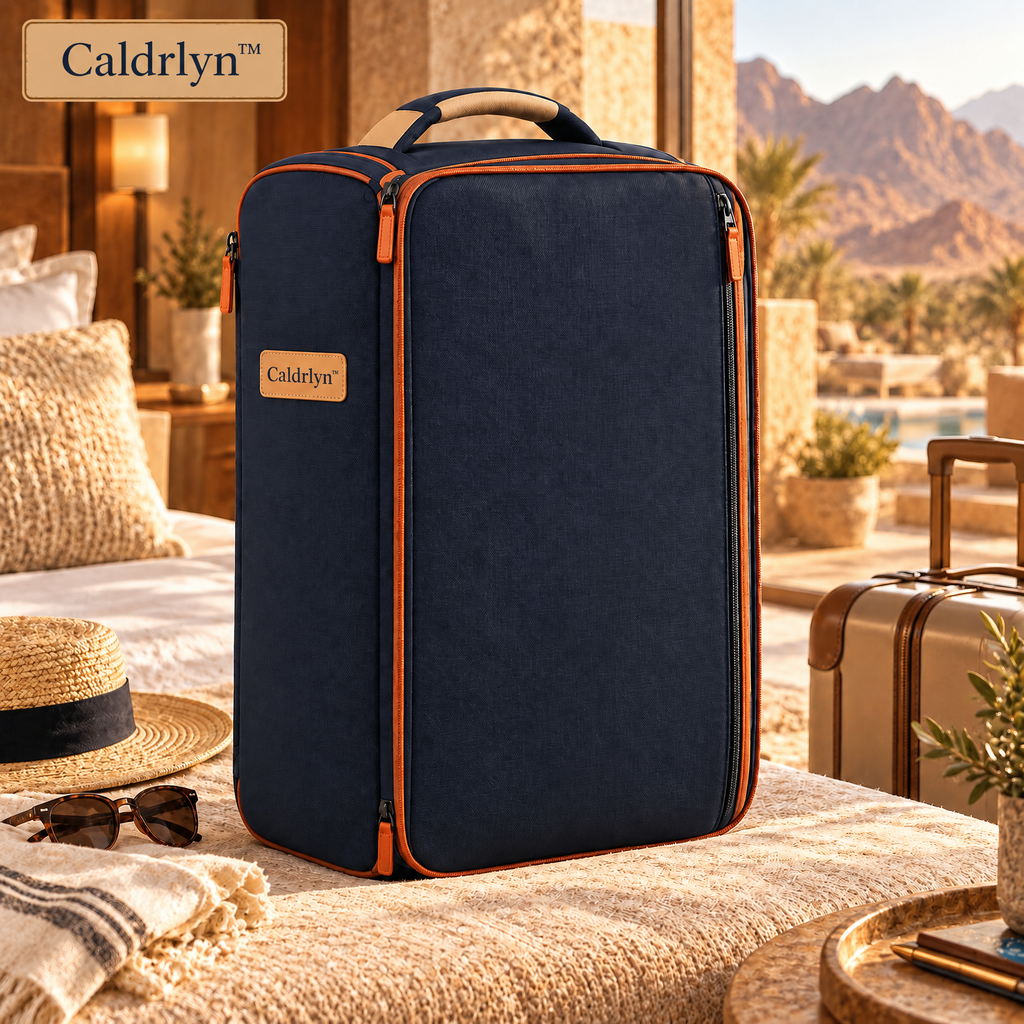 Caldrlyn™ Fold-Out Travel Wardrobe Organizer with Front-Access Compartments