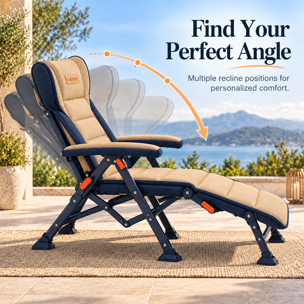 Caldrlyn™ Convertible Outdoor Chaise with Sliding Leg Deck and Adjustable Wraparound Recline