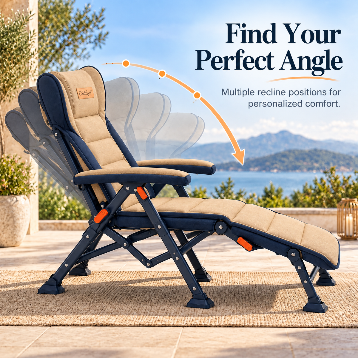 Caldrlyn™ Convertible Outdoor Chaise with Sliding Leg Deck and Adjustable Wraparound Recline