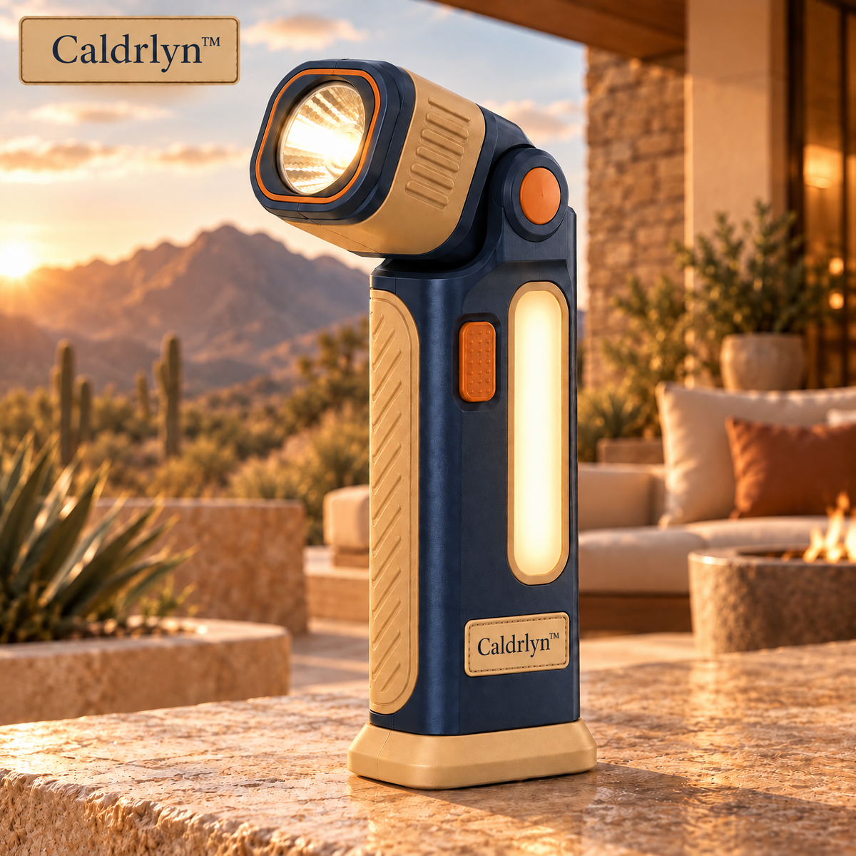 Caldrlyn™ Pivot-Head Pocket Flashlight with Side Glow and Flat-Base Stand