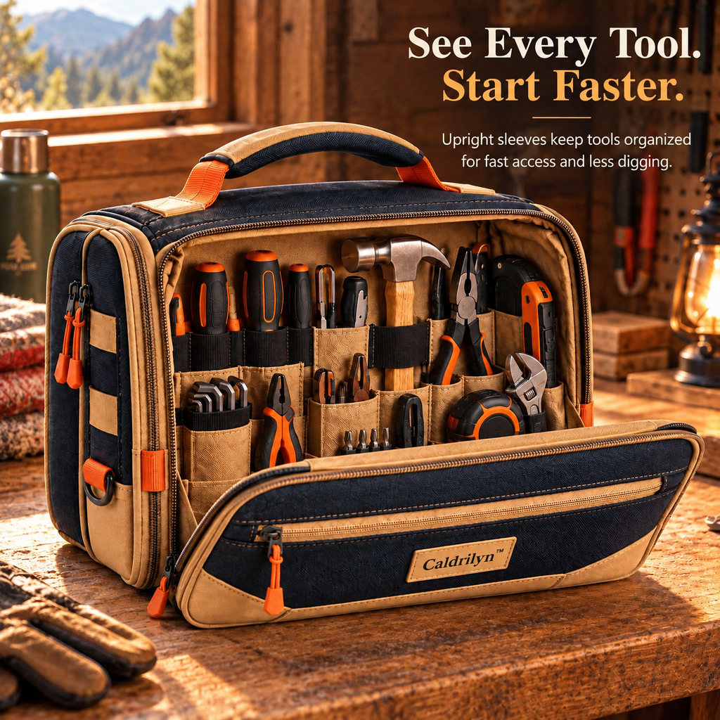 Caldrlyn™ Convertible Field Tool Organizer with Fold-Out Work Mat and Standing Caddy