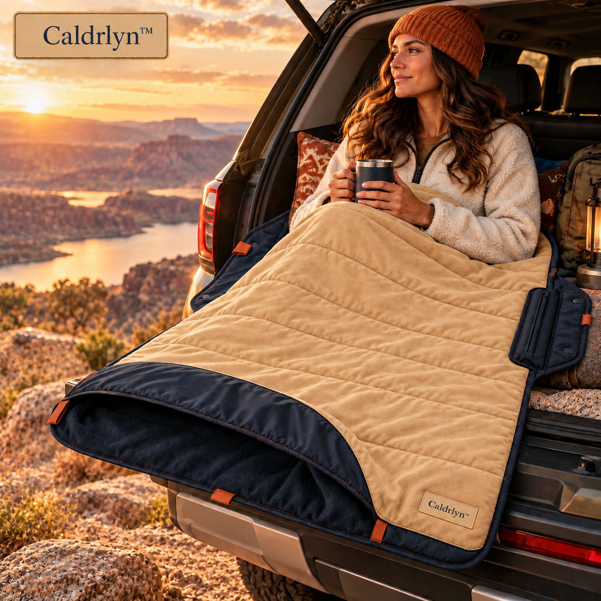Caldrlyn™ Convertible Road Trip Blanket with Foot Pocket, Seat Wrap and Tailgate Mat