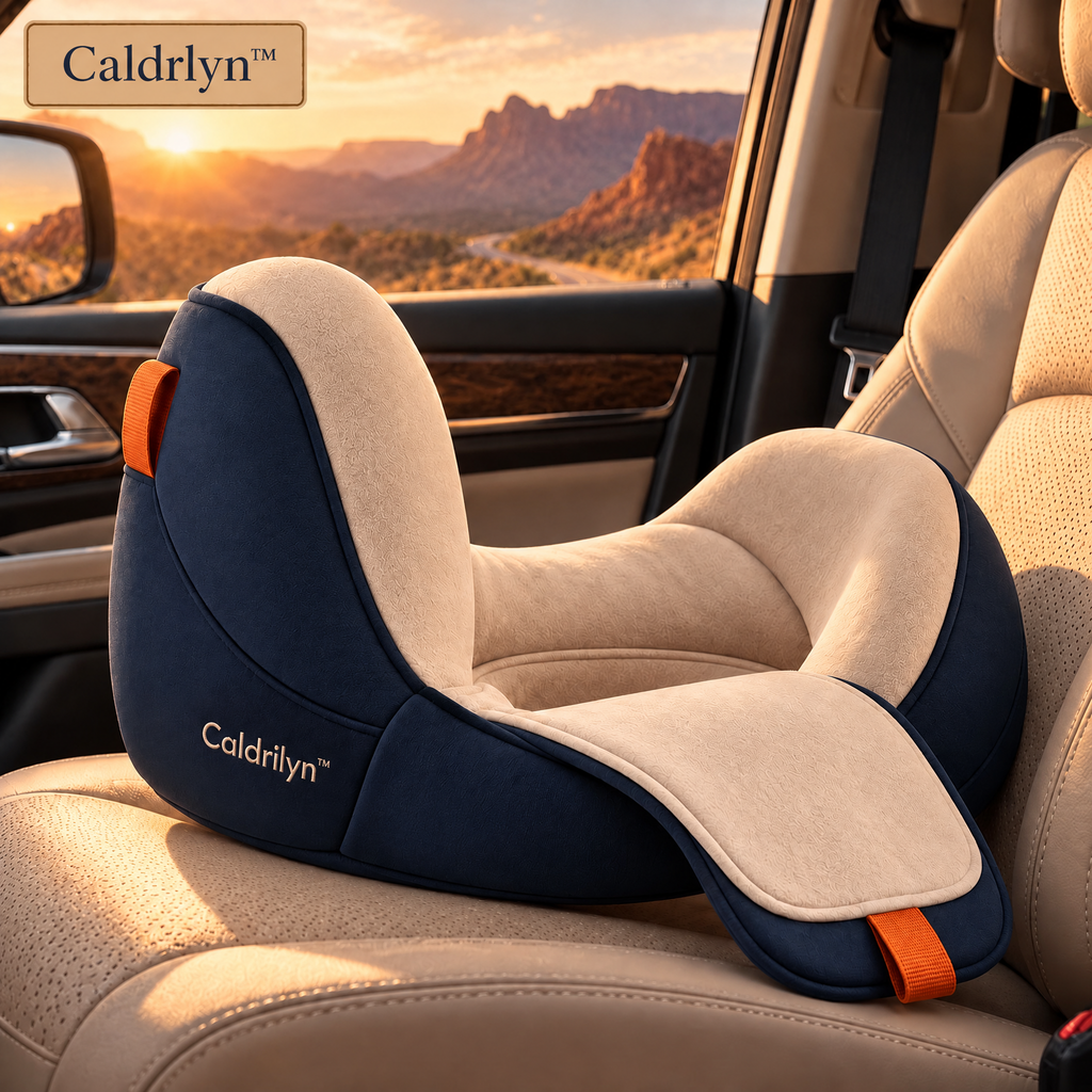 Caldrlyn™ Convertible Side-Support Travel Pillow with Shoulder Cradle and Fold-Flat Lumbar Mode