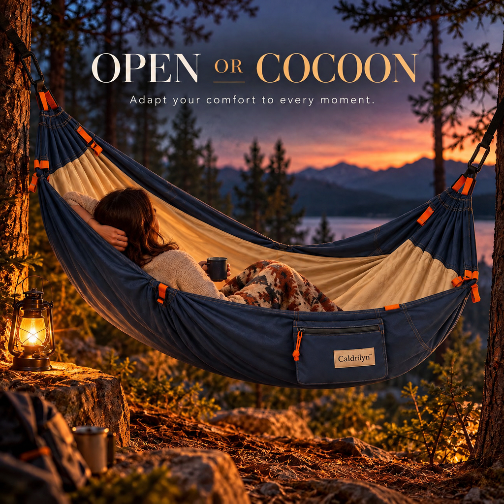 Caldrlyn™ Adjustable Flat-Lay Travel Hammock with Supportive Side Wings and Convertible Lounge Mode